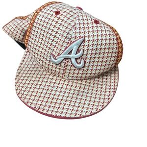 Vintage 2000's New Era Atlanta Braves Houndstooth 59Fifty Baseball Cap 7 1/2